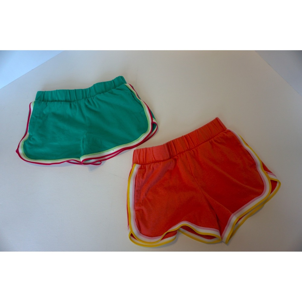 Wonder Nation Girls 2 Pack Dolphin Shorts Green Coral Orange Size S 6-7